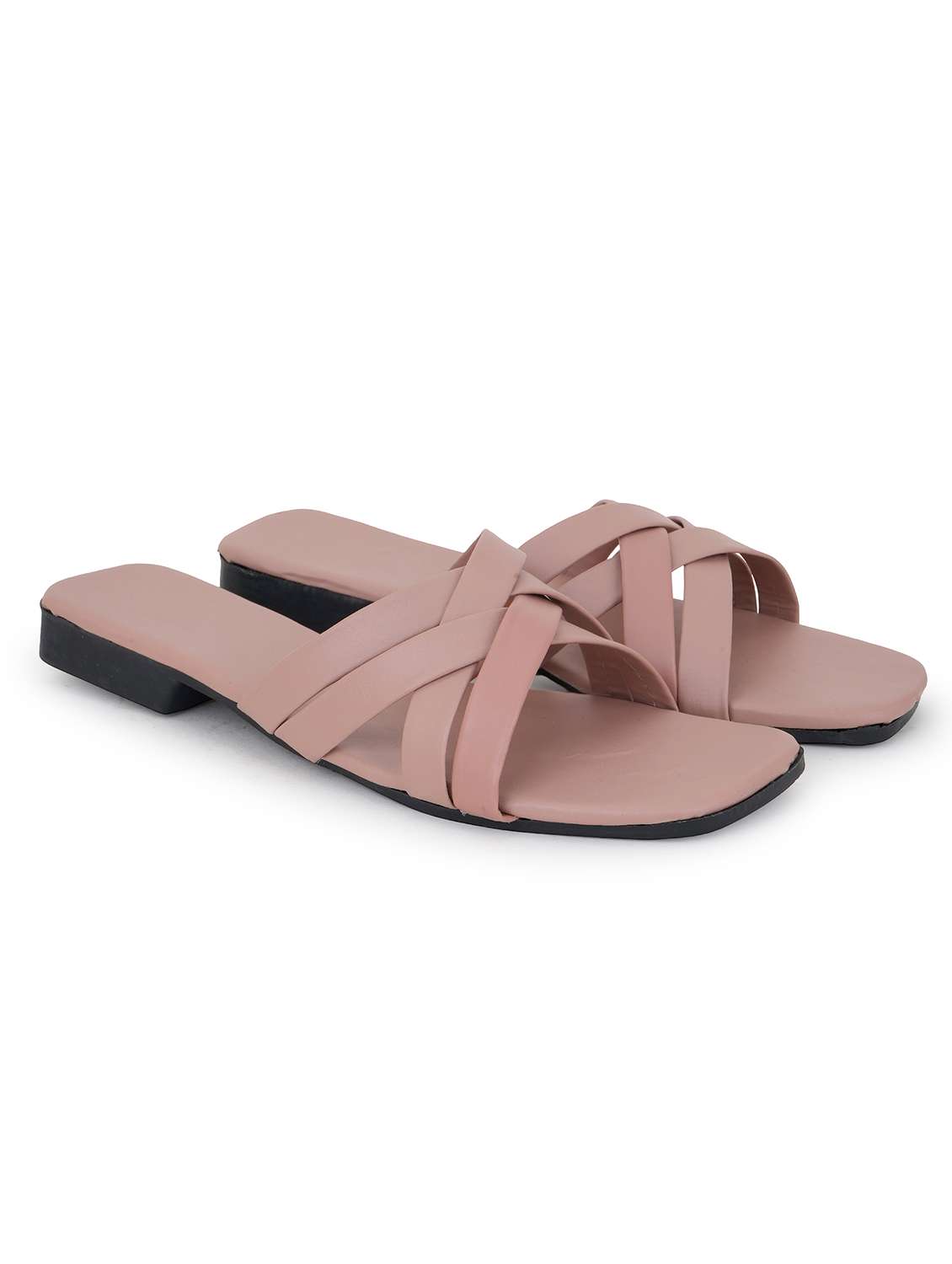 women solid slip on flat sandal
