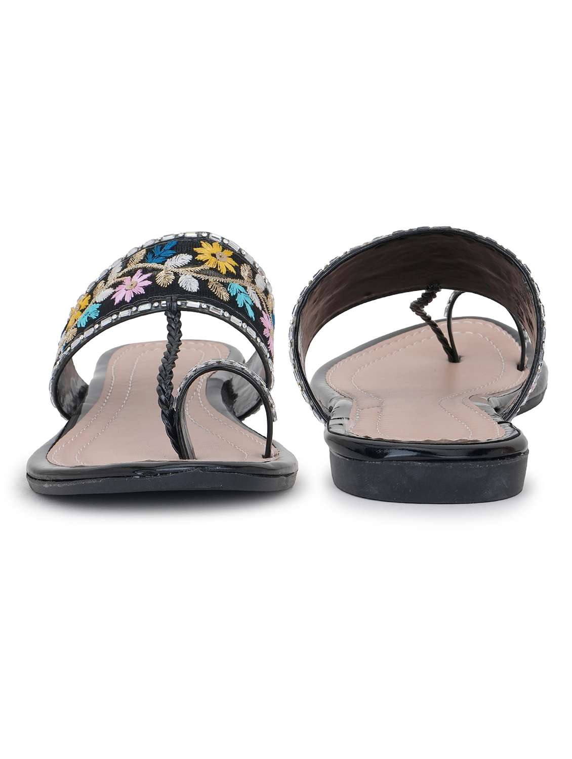 women embroidered one toe flat sandal - 22295054 -  Standard Image - 3