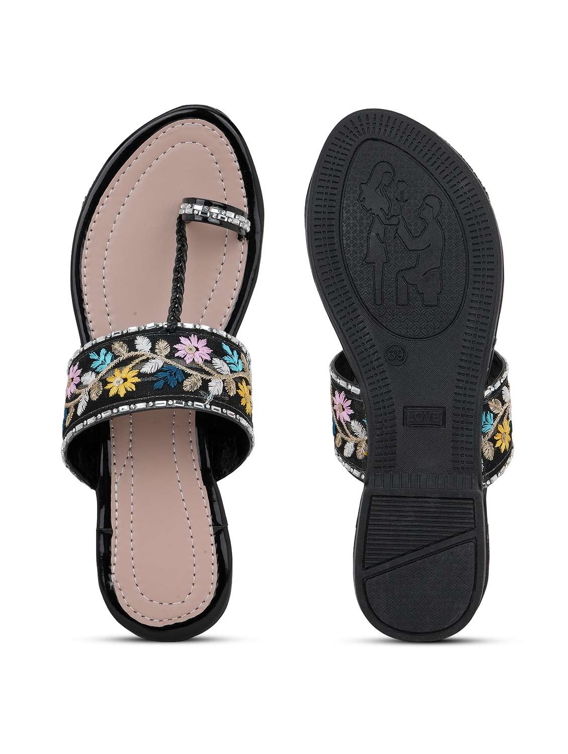 women embroidered one toe flat sandal - 22295054 -  Standard Image - 5