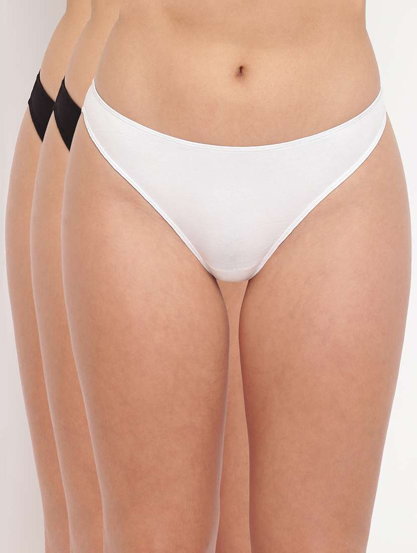 women pack of 3 solid low rise thongs 