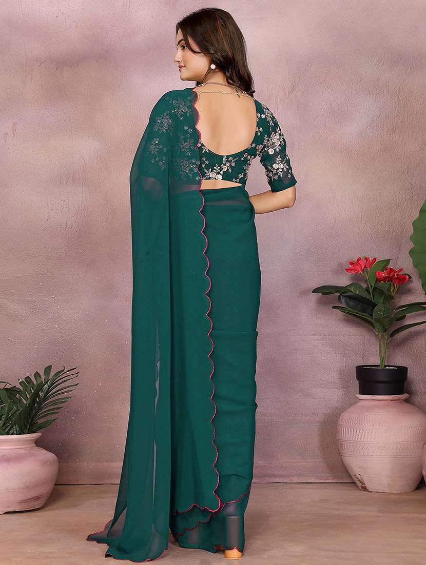 women solid plain saree with blouse - 22295069 -  Standard Image - 3