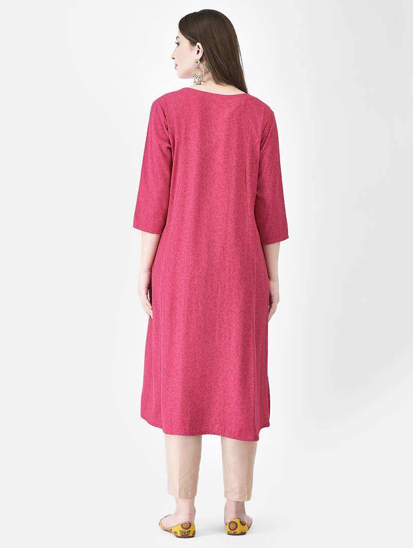 women printed three quarter sleeve a-line kurta - 22295084 -  Standard Image - 3