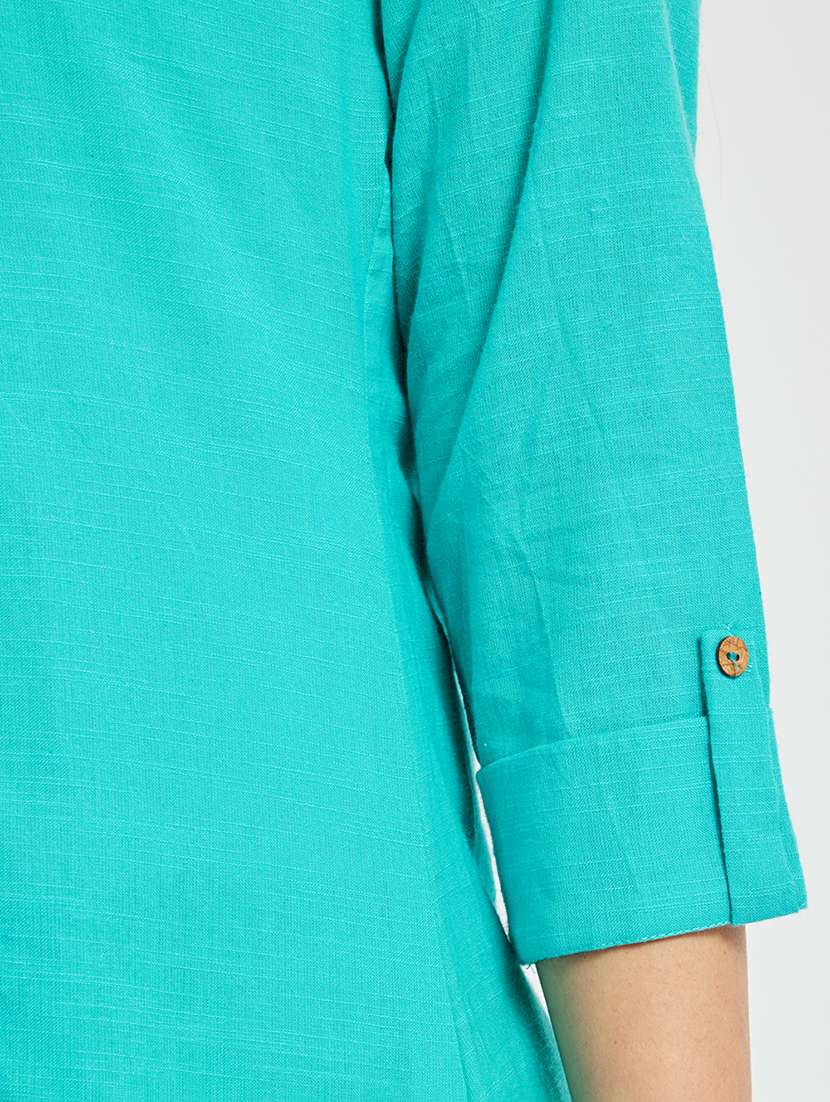 women solid three quarter sleeve a-line kurta - 22295103 -  Standard Image - 5