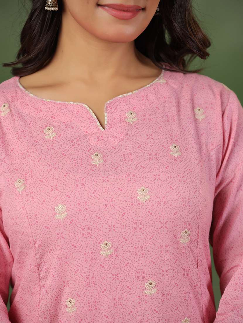 Women Printed Three Quarter Sleeve A-line Kurta - 22295111 -  Standard Image - 5