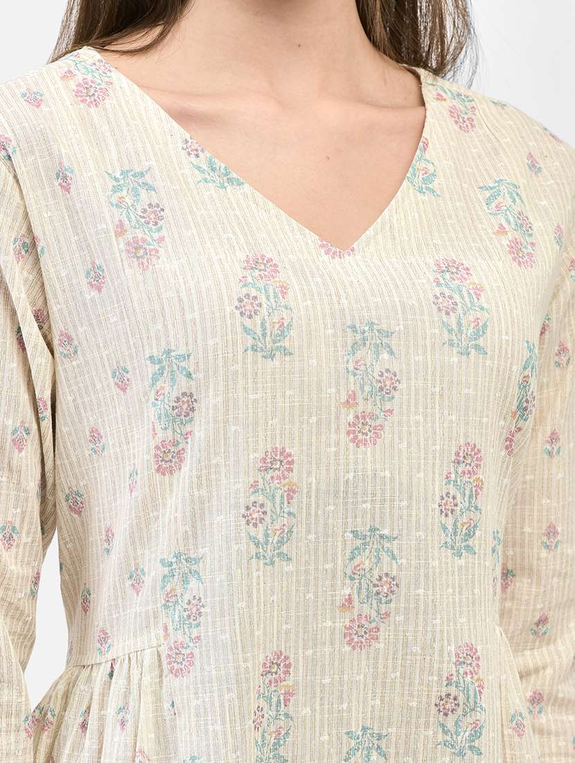 women floral three quarter sleeve a-line kurta - 22295115 -  Standard Image - 5