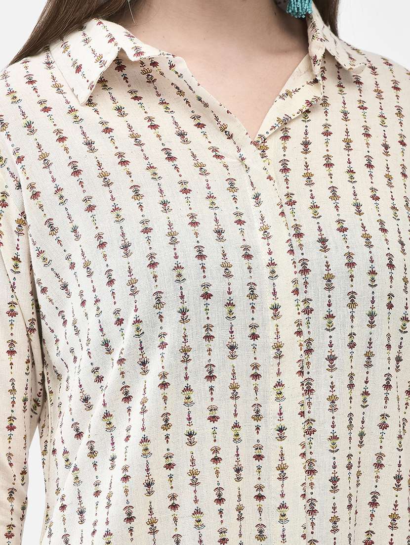 women printed three quarter sleeve high-low kurta - 22295117 -  Standard Image - 5