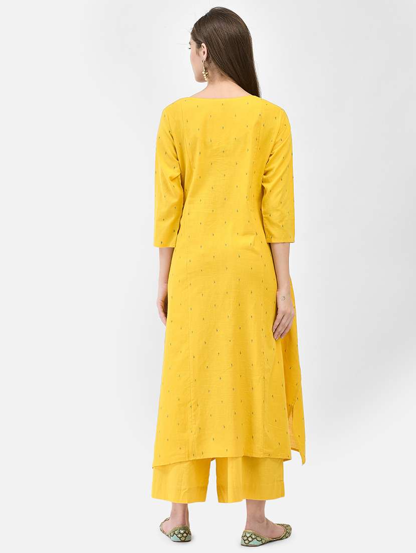 women self design three quarter sleeve a-line kurta - 22295122 -  Standard Image - 3