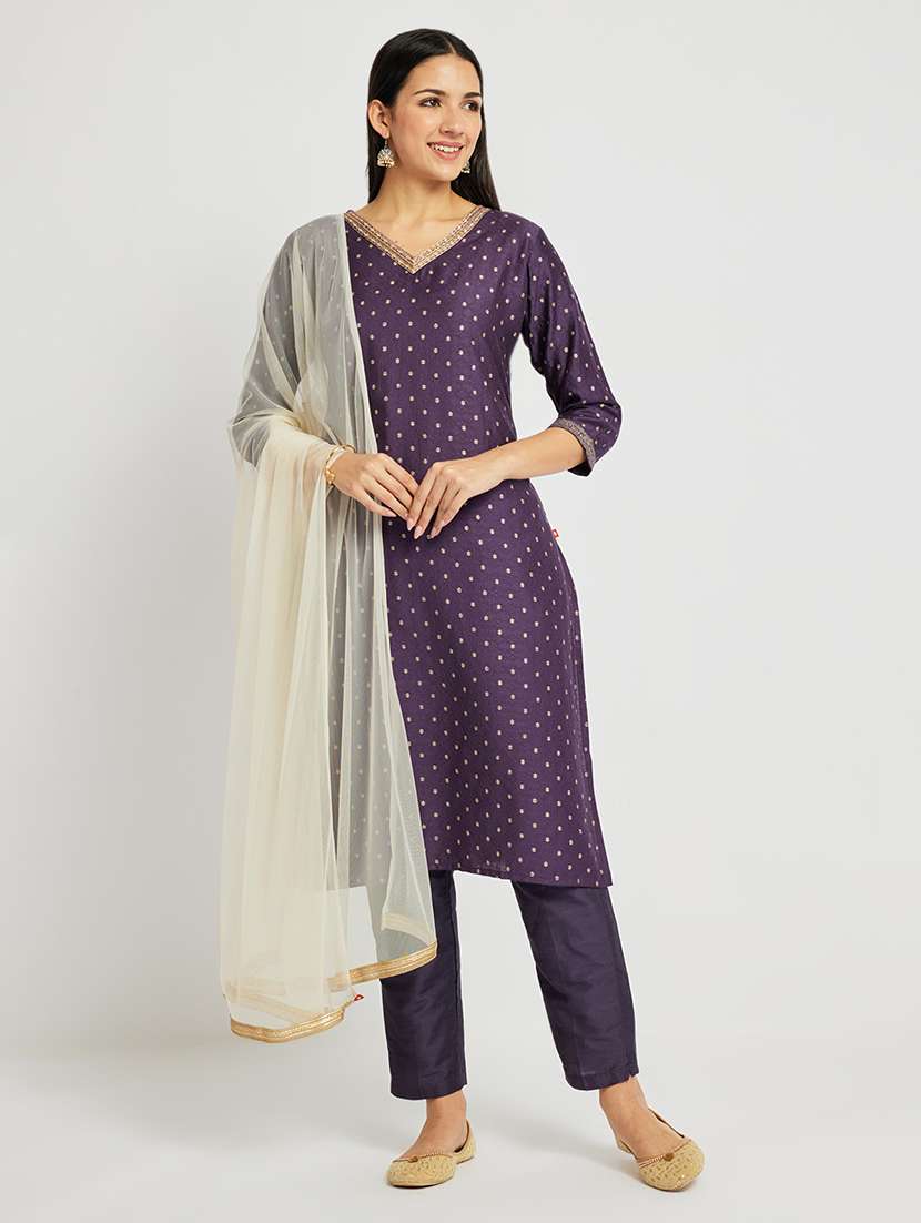 women printed three quarter sleeve straight kurta