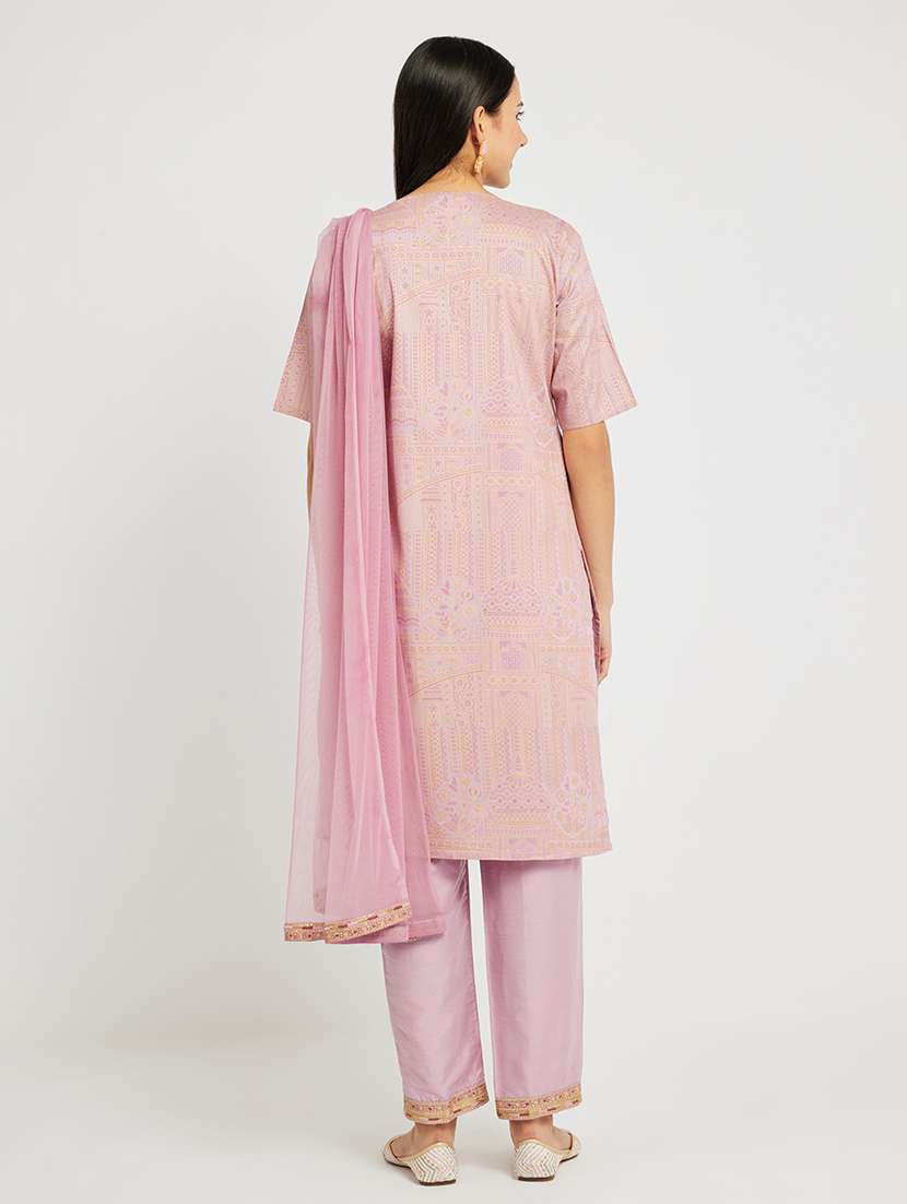 women printed short sleeve straight kurta - 22295130 -  Standard Image - 3