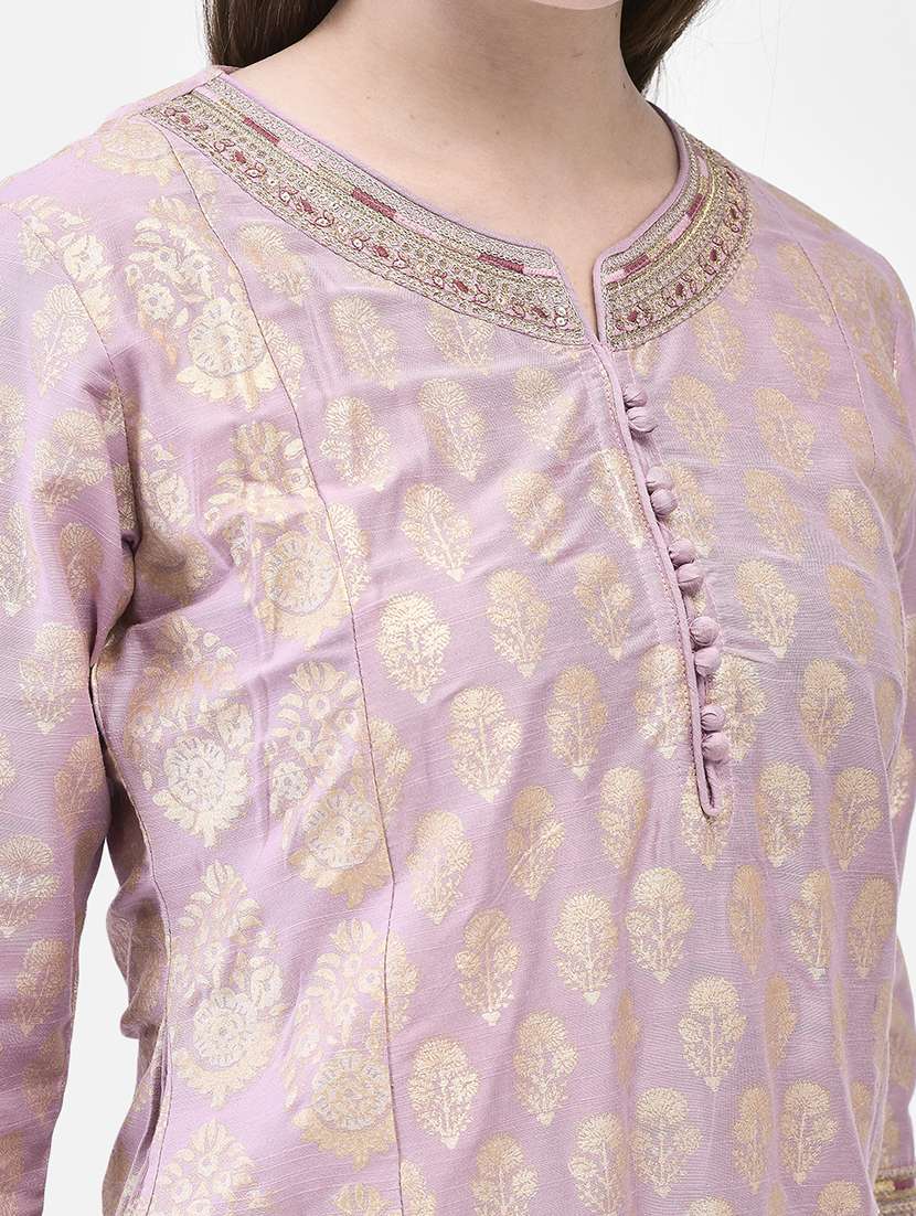 women foil print three quarter sleeve a-line kurta - 22295131 -  Standard Image - 3