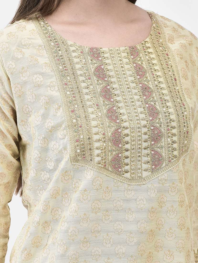 women self design three quarter sleeve straight kurta - 22295133 -  Standard Image - 3