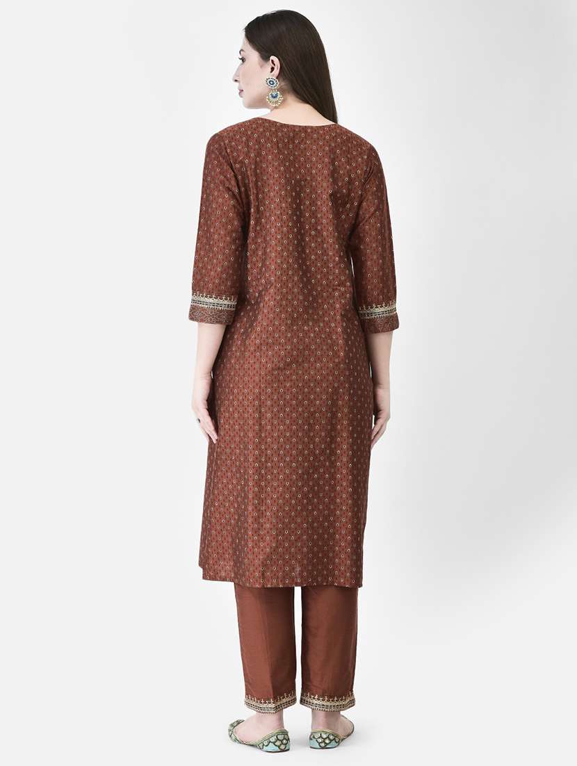 women printed three quarter sleevea-line kurta - 22295134 -  Standard Image - 3
