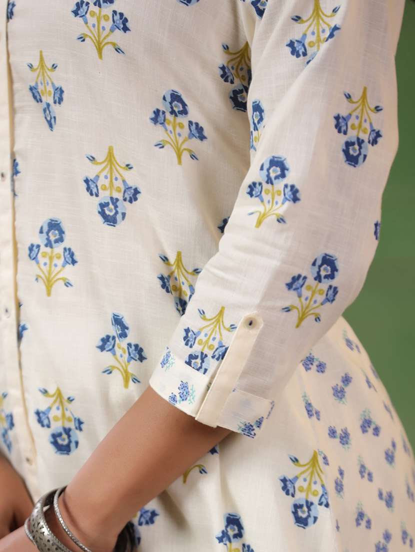 women floral printed three quarter sleeve high-low kurta - 22295142 -  Standard Image - 3