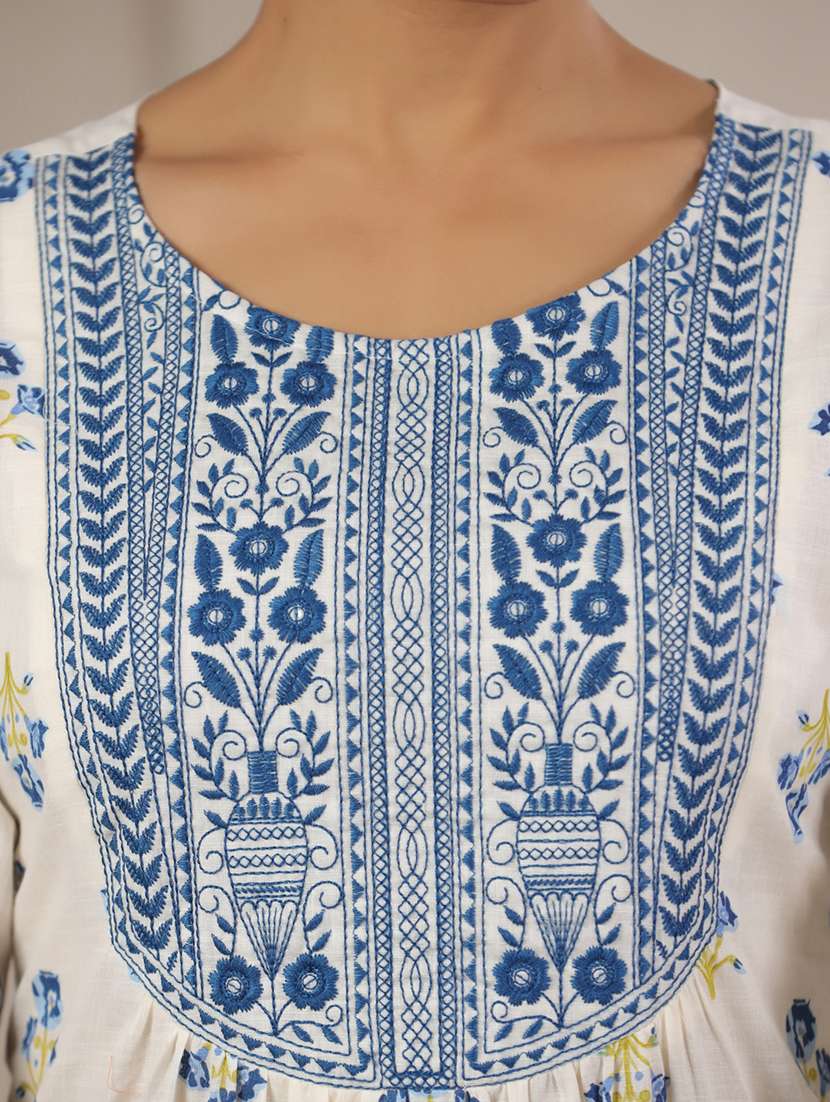 women floral printed three quarter sleeve a-line kurta - 22295143 -  Standard Image - 3