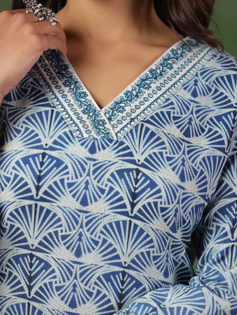 women printed three quarter sleeve straight kurta - 22295146 -  Standard Image - 3