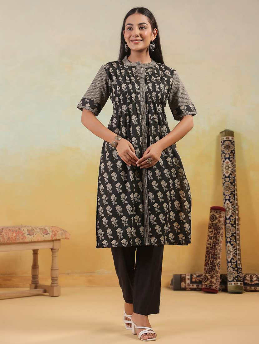 women printed short sleeve a-line kurta