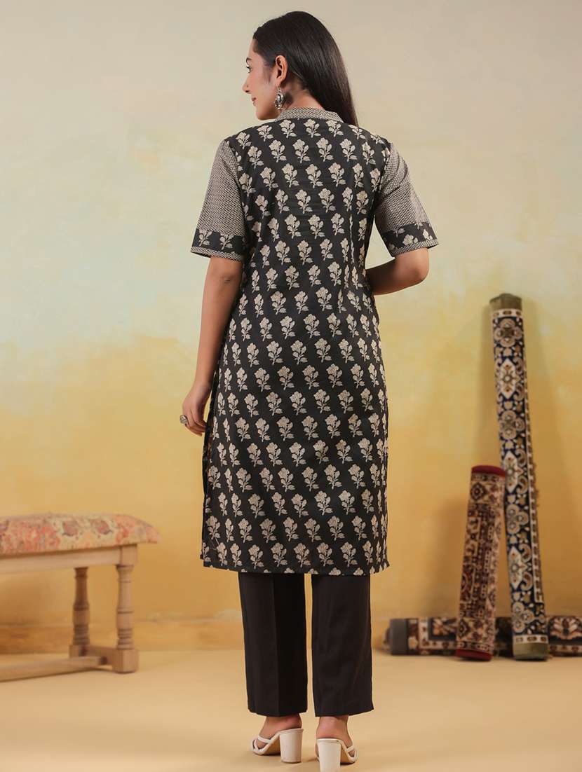women printed short sleeve a-line kurta - 22295148 -  Standard Image - 3