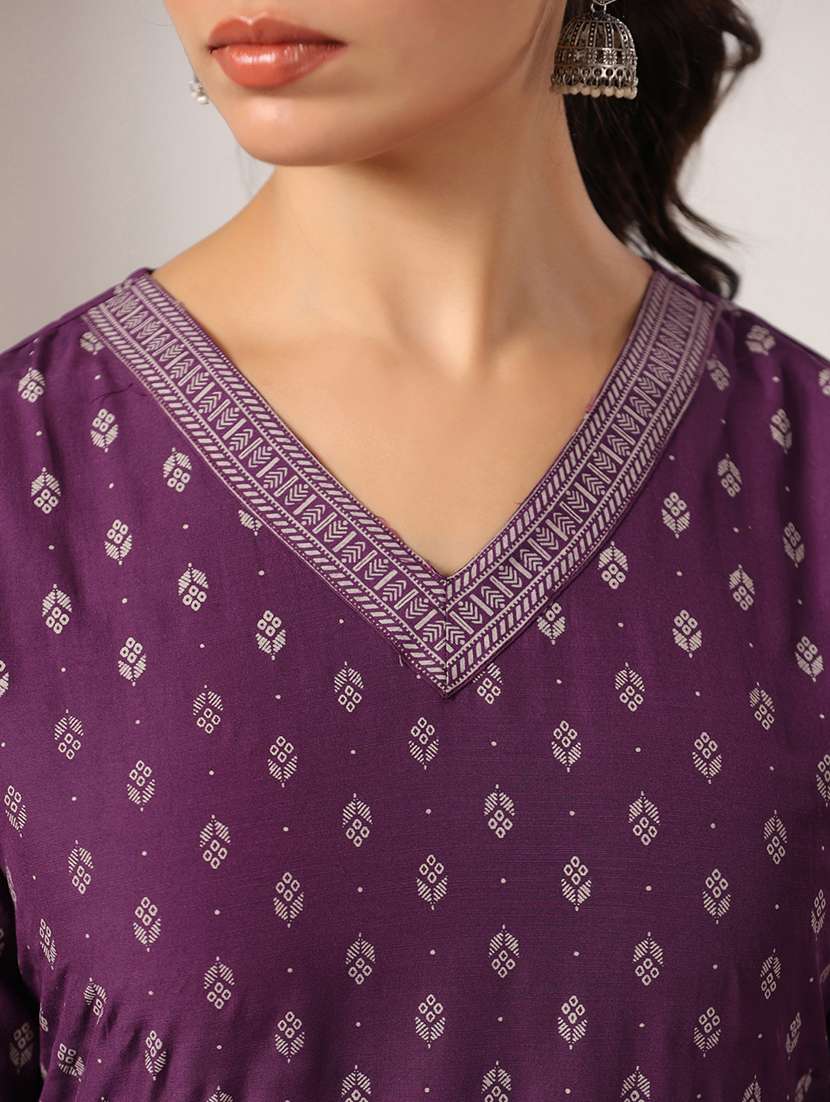 women printed three quarter sleeve straight kurta - 22295157 -  Standard Image - 3