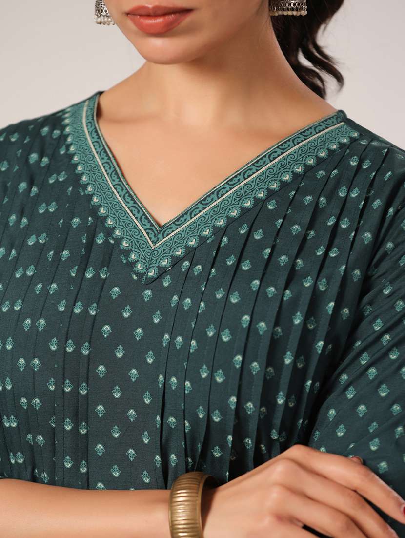 women printed three quarter sleeve a-line kurti - 22295158 -  Standard Image - 3