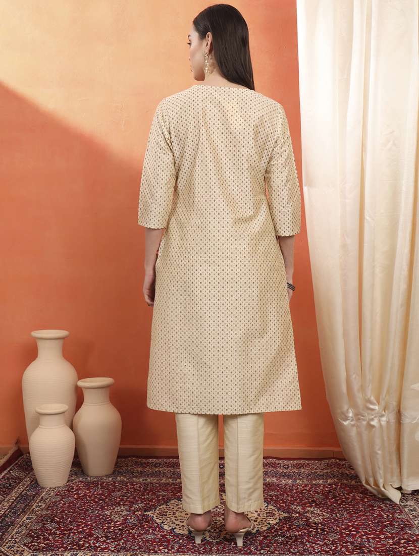 women printed three quarter sleeve straight kurta - 22295161 -  Standard Image - 3