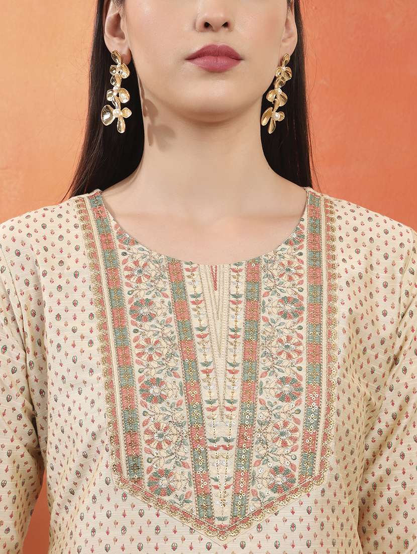 women printed three quarter sleeve straight kurta - 22295161 -  Standard Image - 5