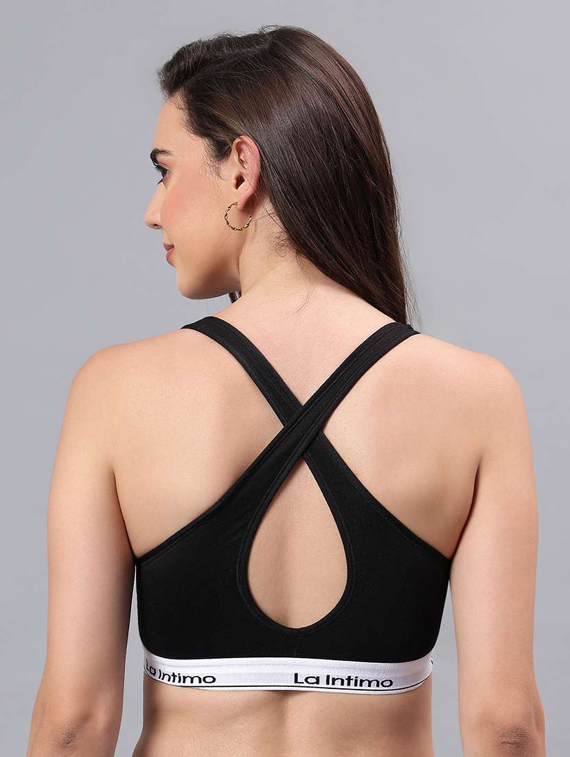 women solid lightly padded sports bra - 22295206 -  Standard Image - 3