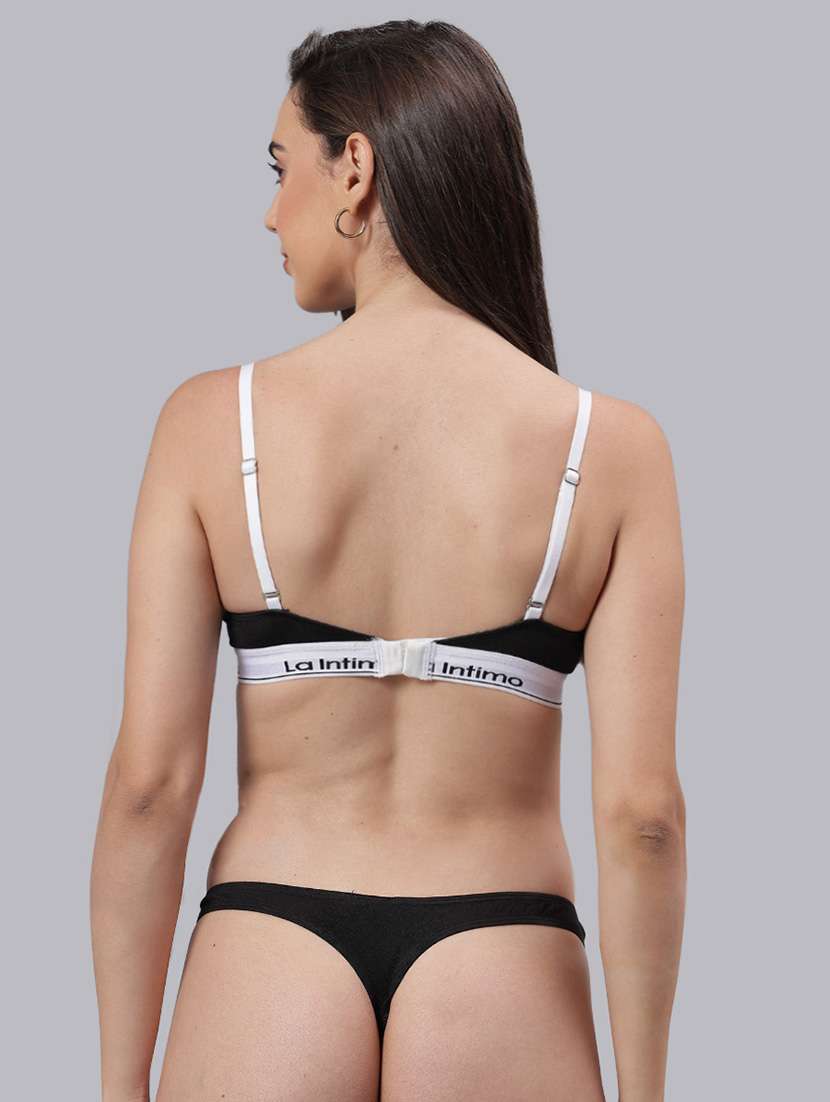 women solid lightly padded bra and panty set - 22295241 -  Standard Image - 3
