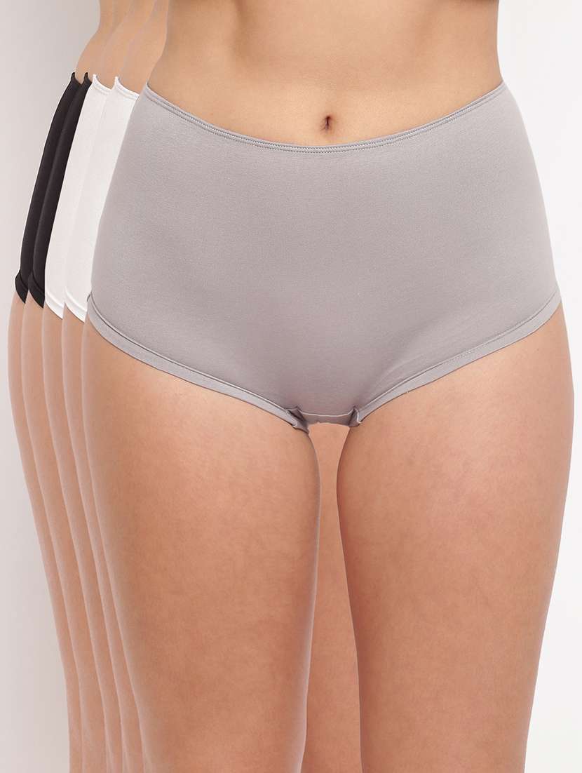 women pack of 5 solid mid rise panty