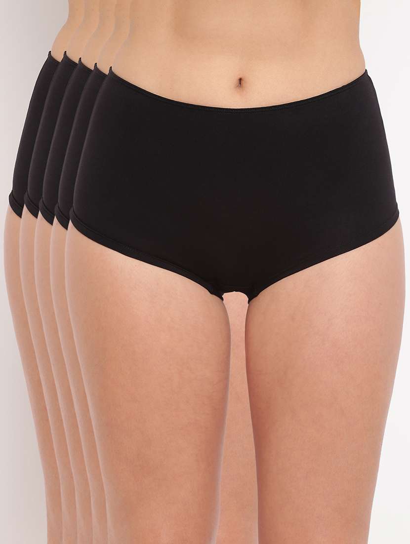 women pack of 5 solid mid rise panty