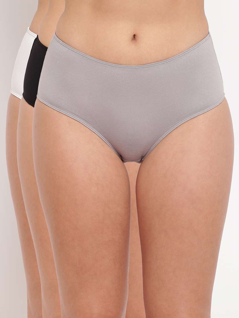 women pack of 3 solid mid rise panty