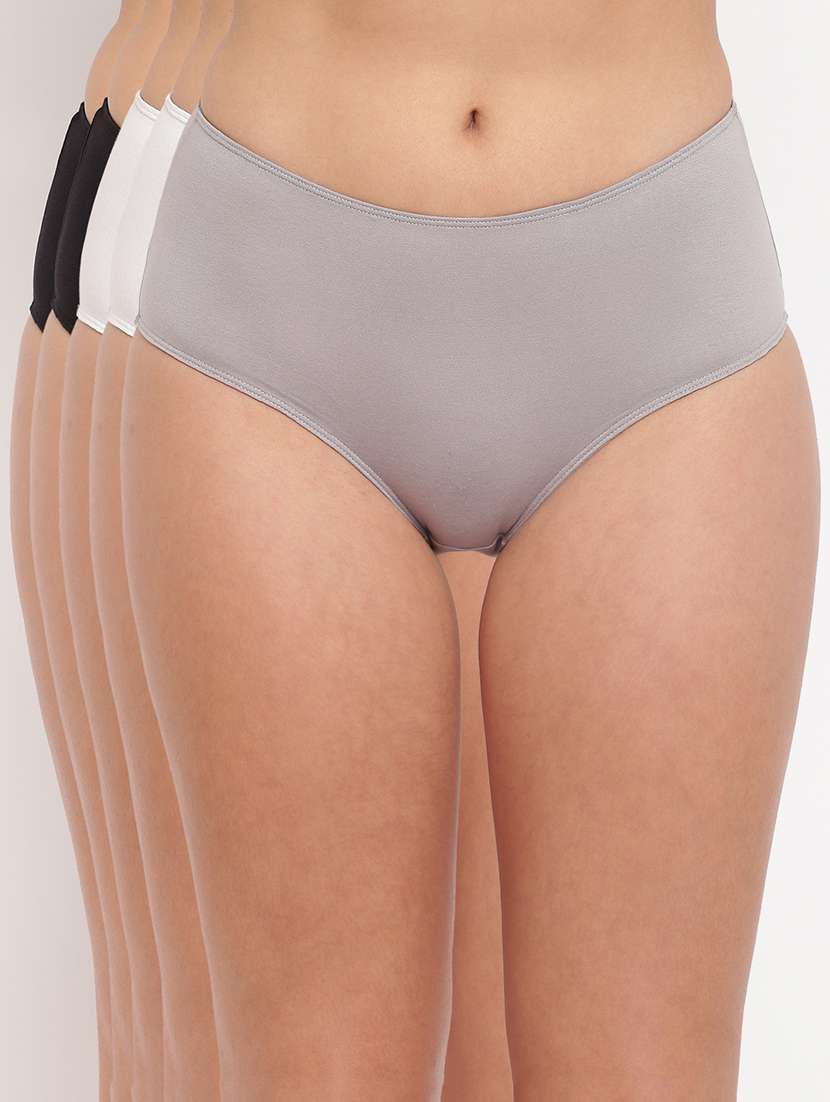 women pack of 5 solid mid rise panty