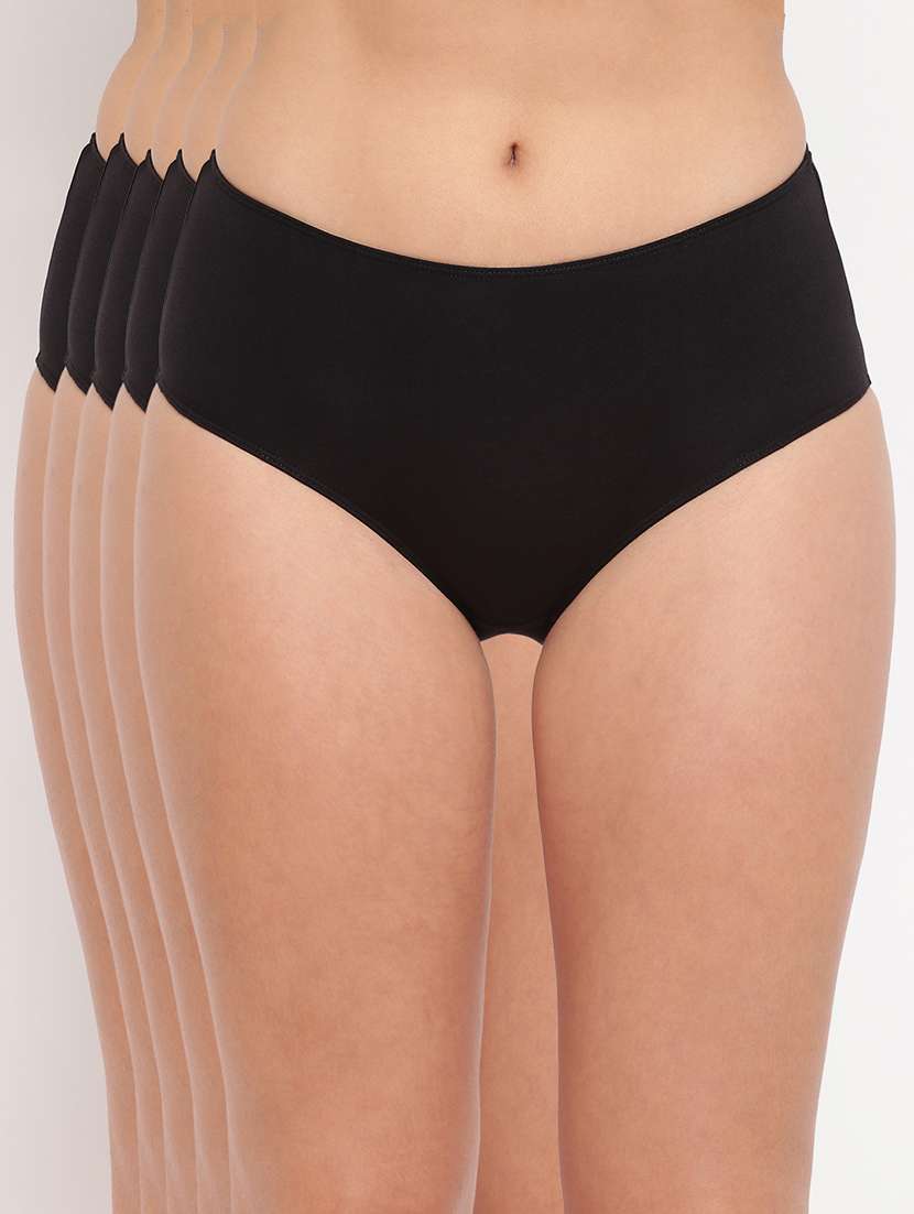 women pack of 5 solid mid rise panty