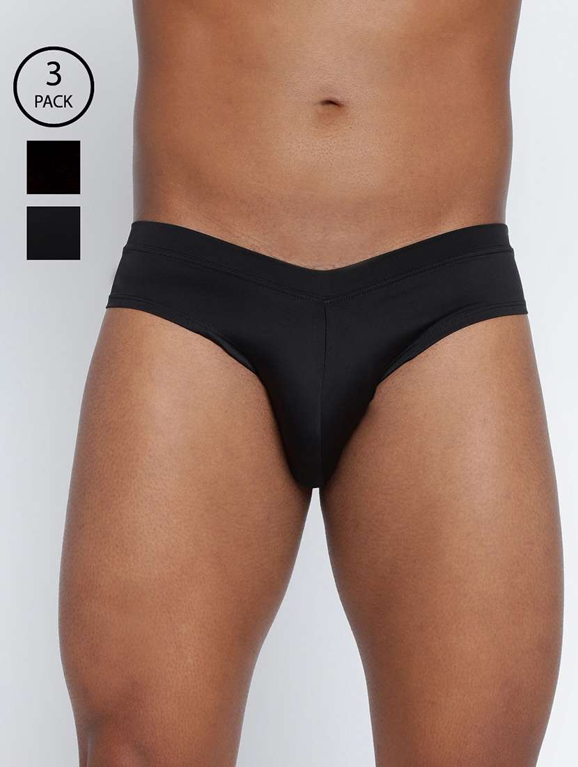 men pack of 3 solid low rise hipster brief