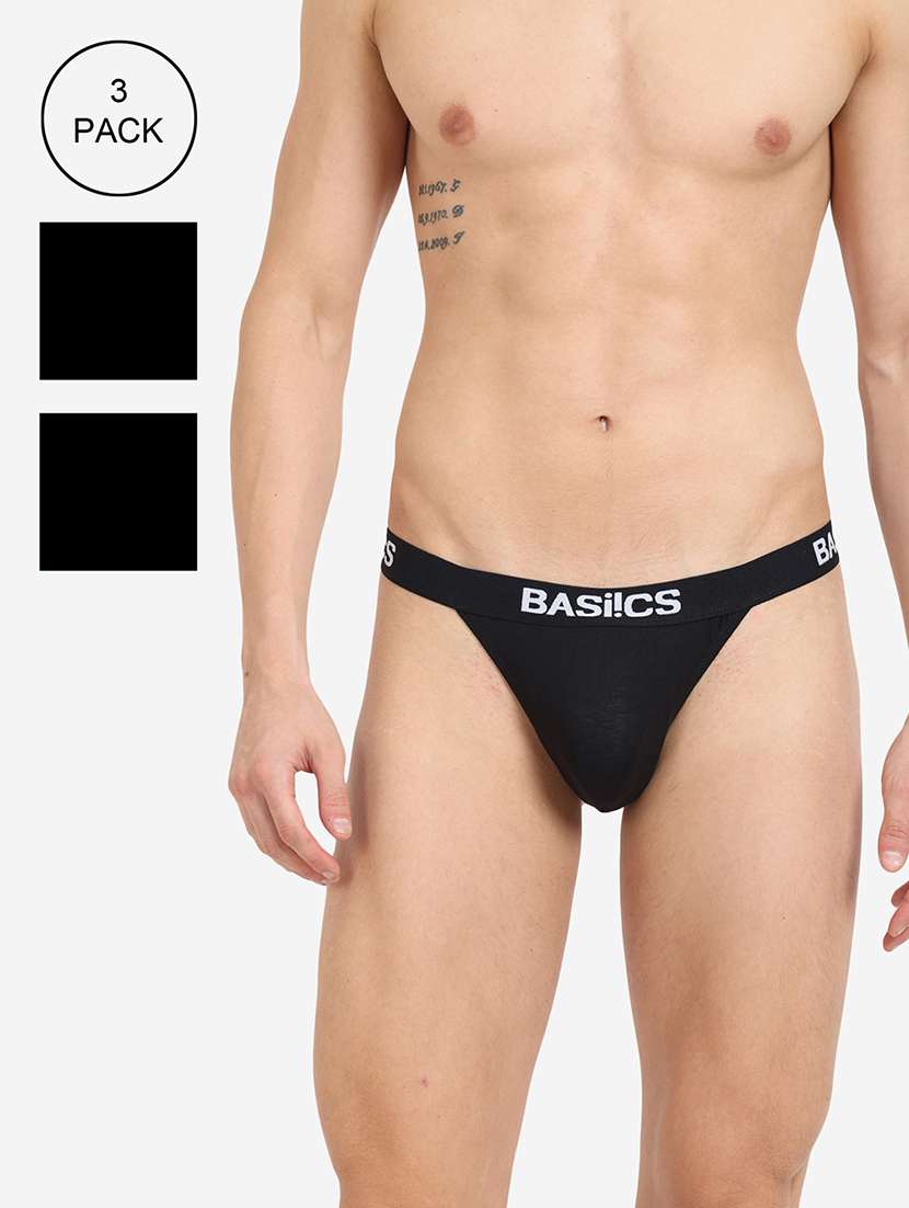 men pack of 3 solid thongs brief