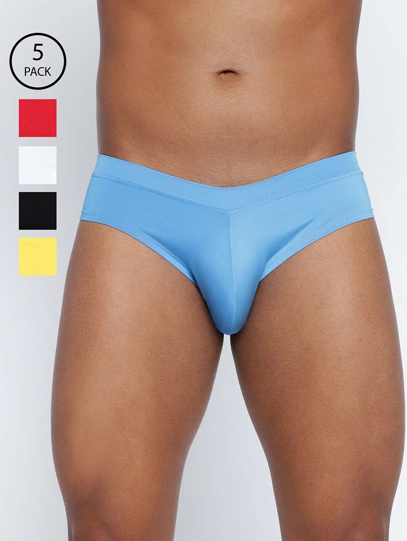 men pack of 5 solid hipster briefs