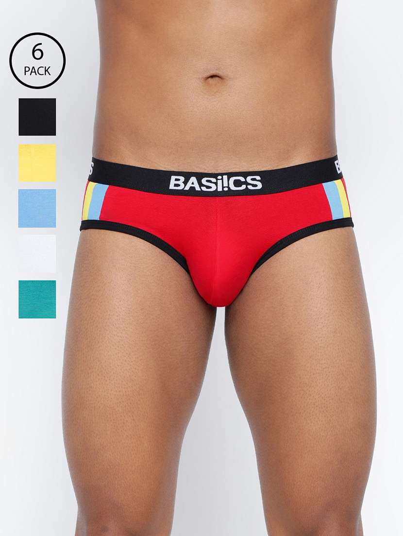 men pack of 6 color block hipster briefs
