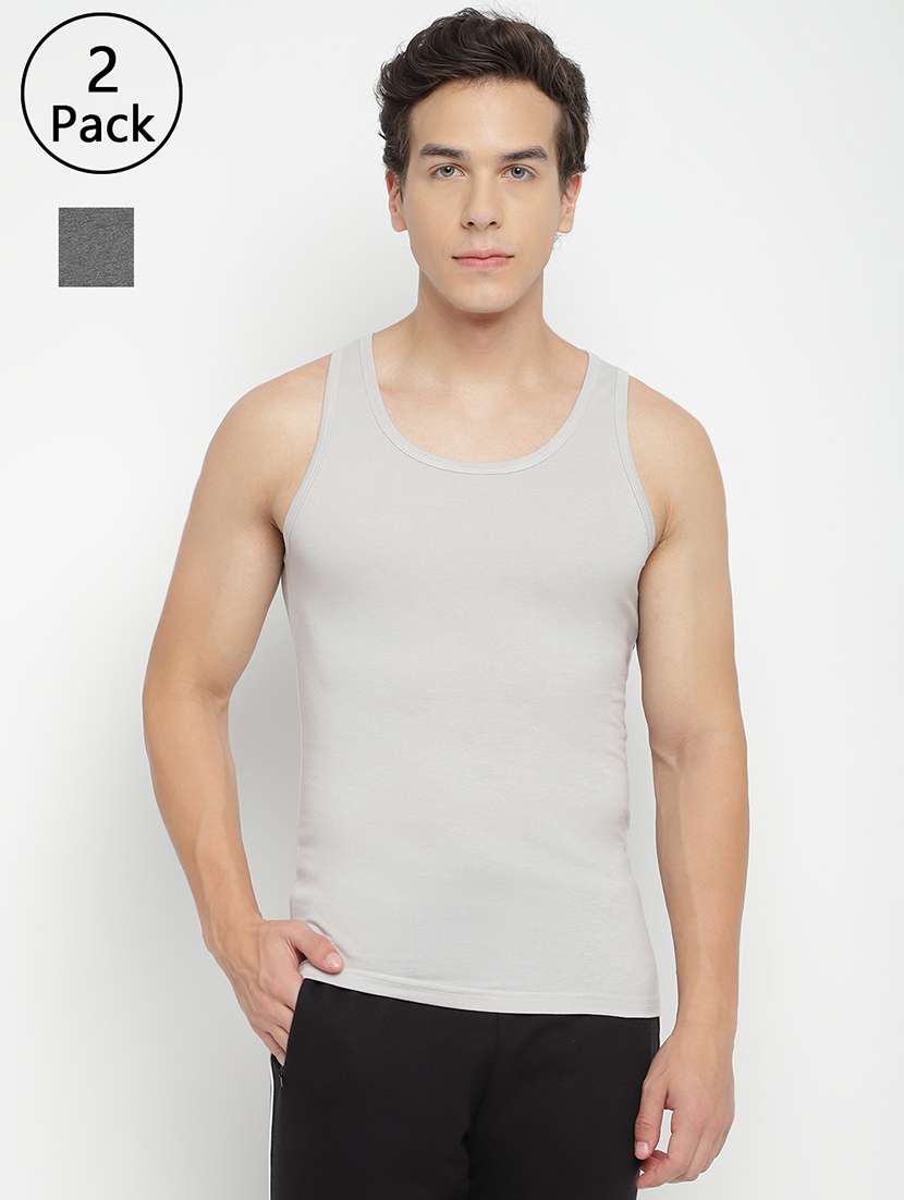 men pack of 2 solid sleeveless vest