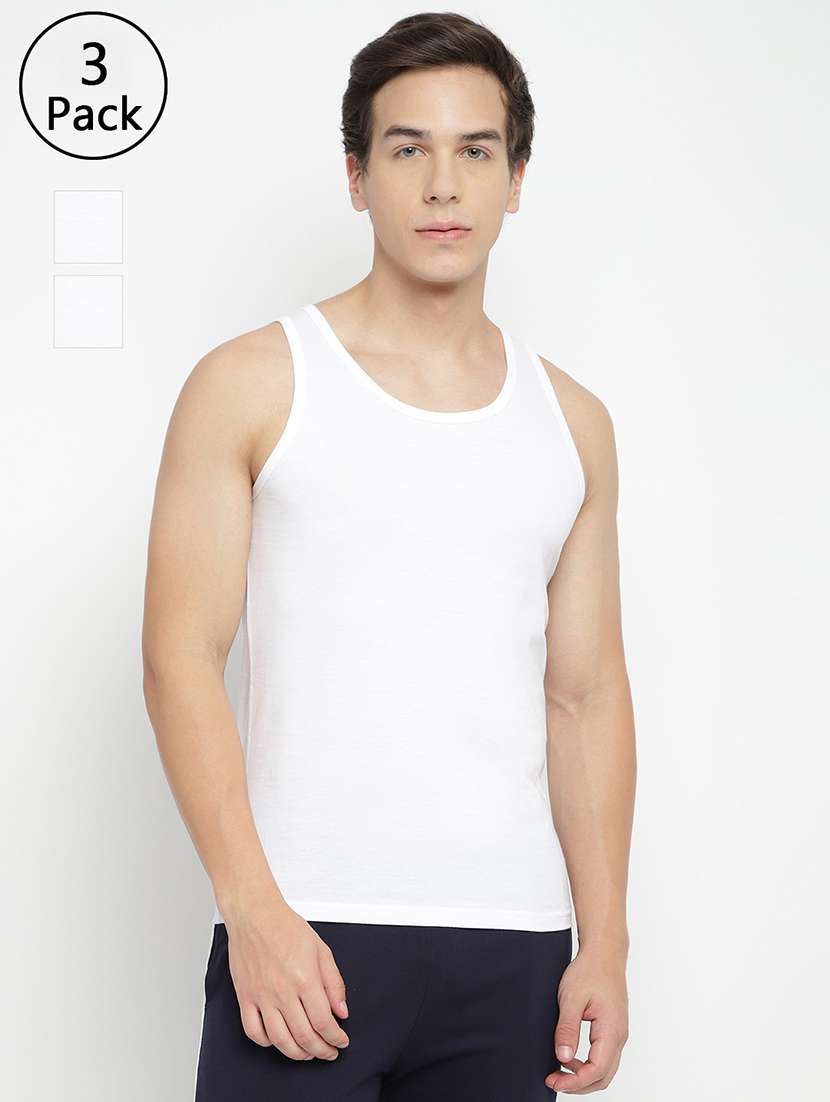 men pack of 3 solid sleeveless vest