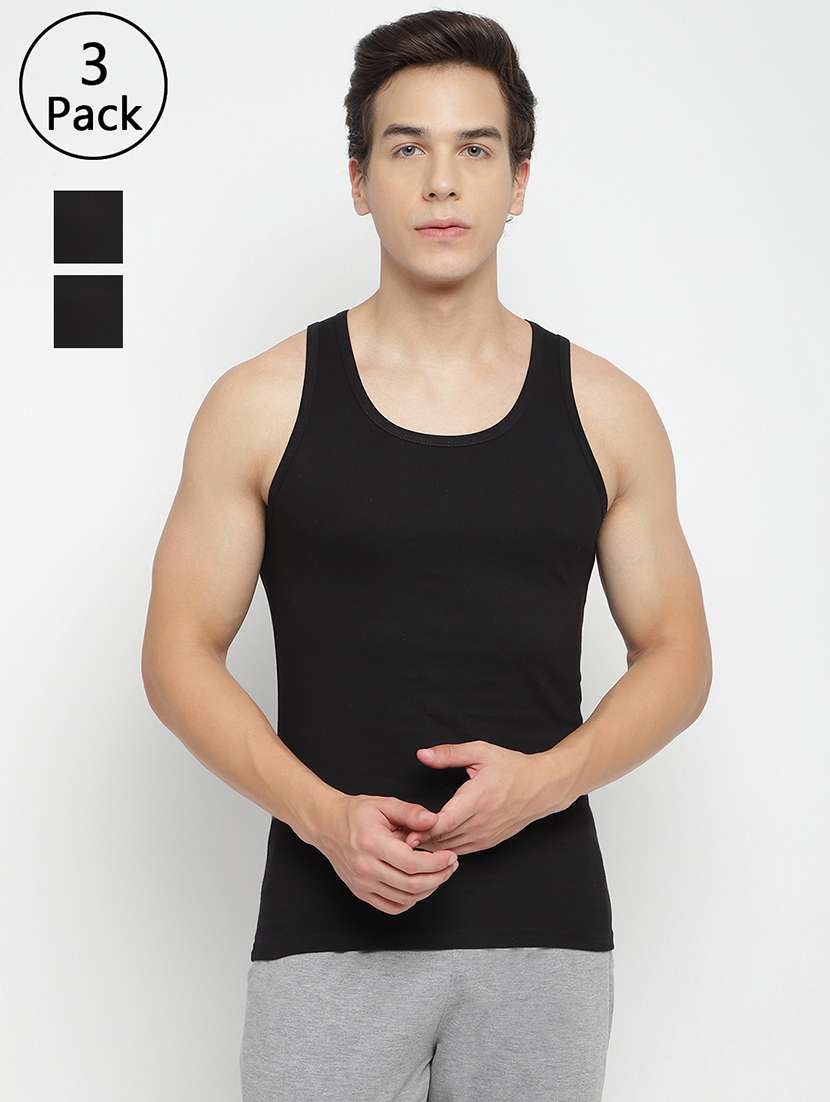 men pack of 3 solid sleeveless vest
