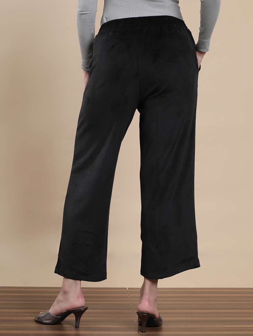 women solid mid rise straight palazzo - 22295610 -  Standard Image - 3