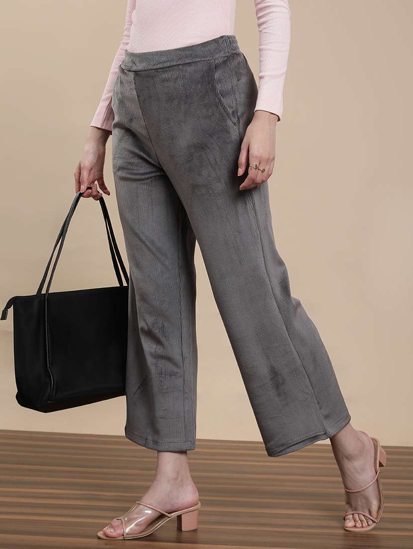 grey polyester palazzos