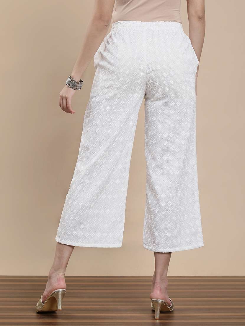 women embroidered mid rise straight palazzo - 22295616 -  Standard Image - 3