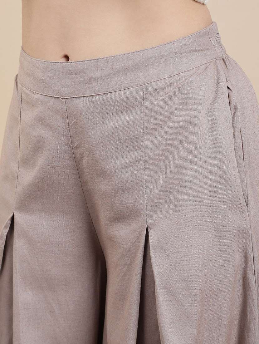 women solid mid rise flared palazzo - 22295624 -  Standard Image - 5