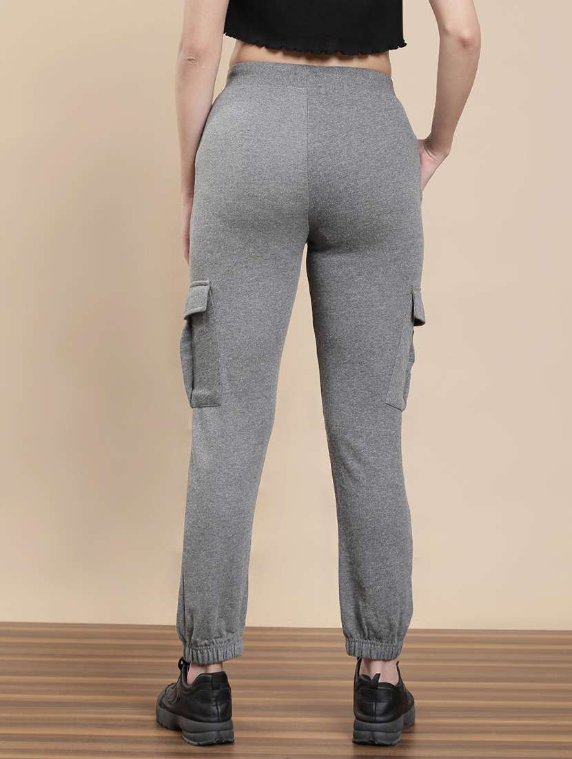 Women Solid Mid Rise Cargo Jogger - 22295639 -  Standard Image - 3