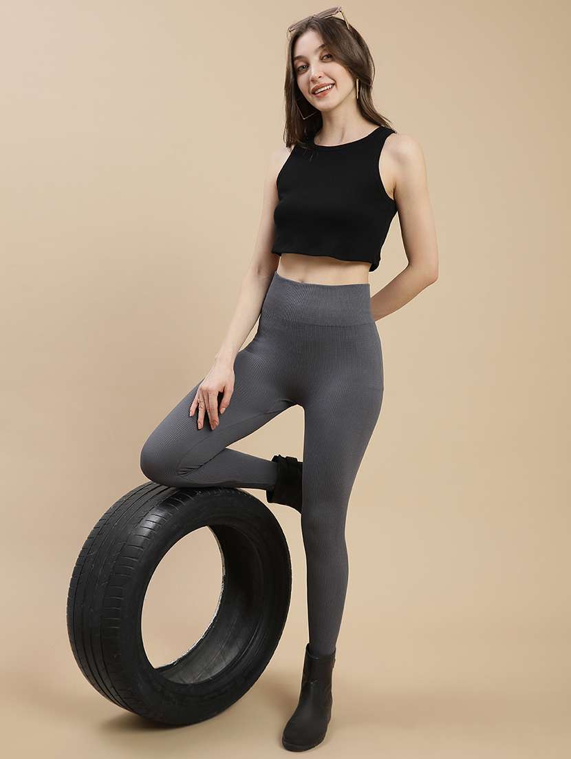 women solid high rise woolen legging - 22295647 -  Standard Image - 3