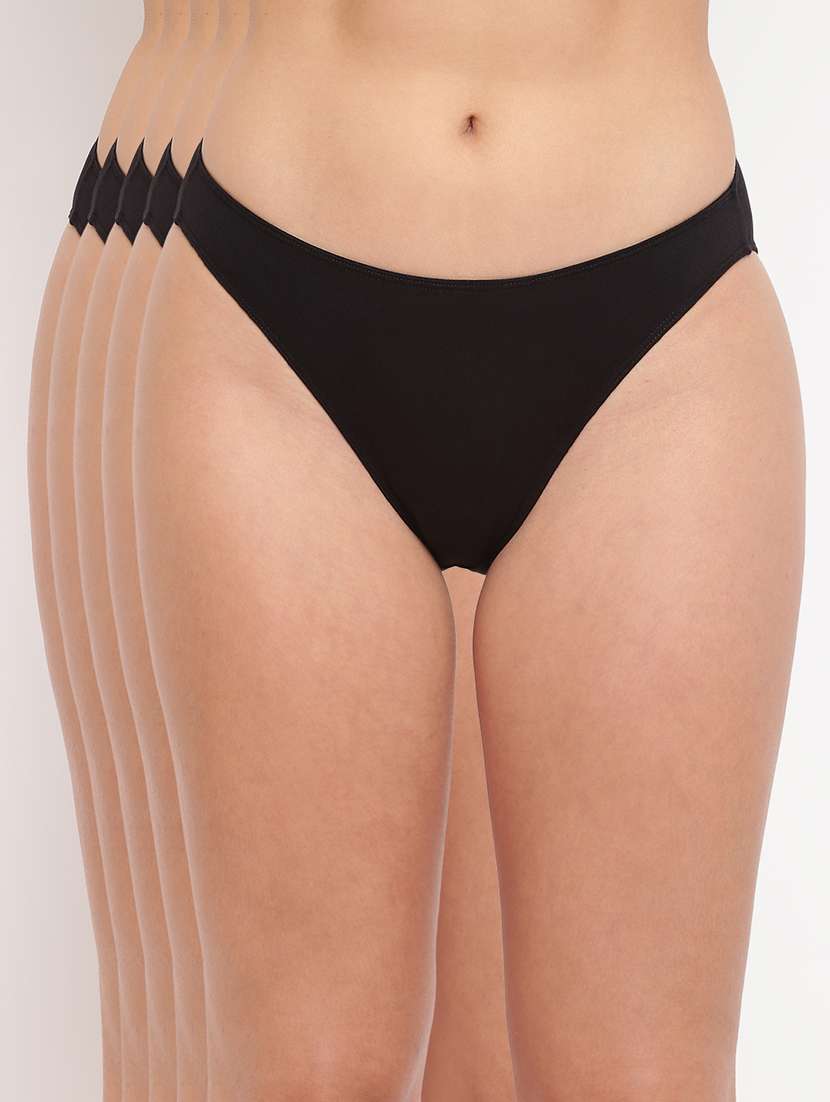 women pack of 5 solid low rise panty
