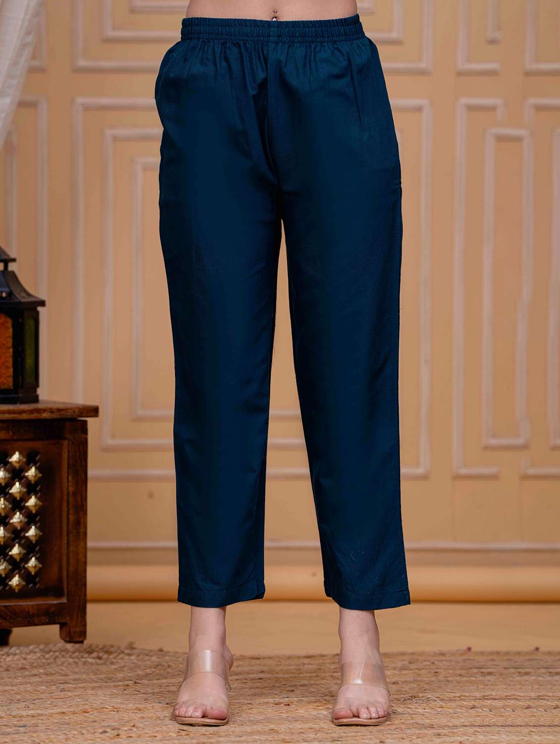 women solid with work sleeveless kurta with pant set - 22295833 -  Standard Image - 5