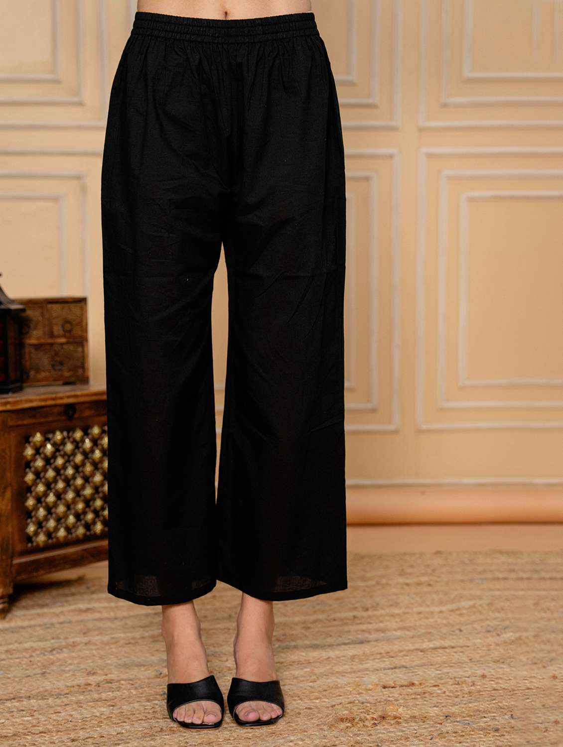 Women Solid With Work Three Quarter Sleeve Kurta Pant Set - 22295838 -  Standard Image - 5