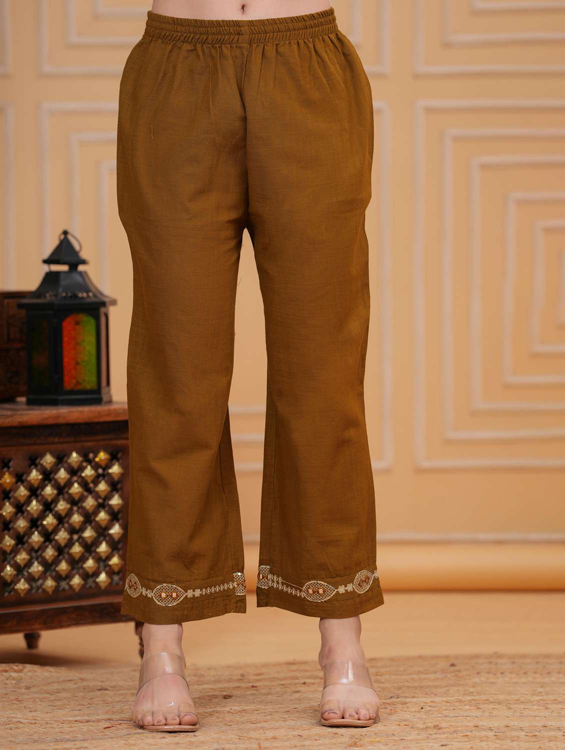 women solid with work three quarter sleeve kurta pant with dupatta set - 22295865 -  Standard Image - 5