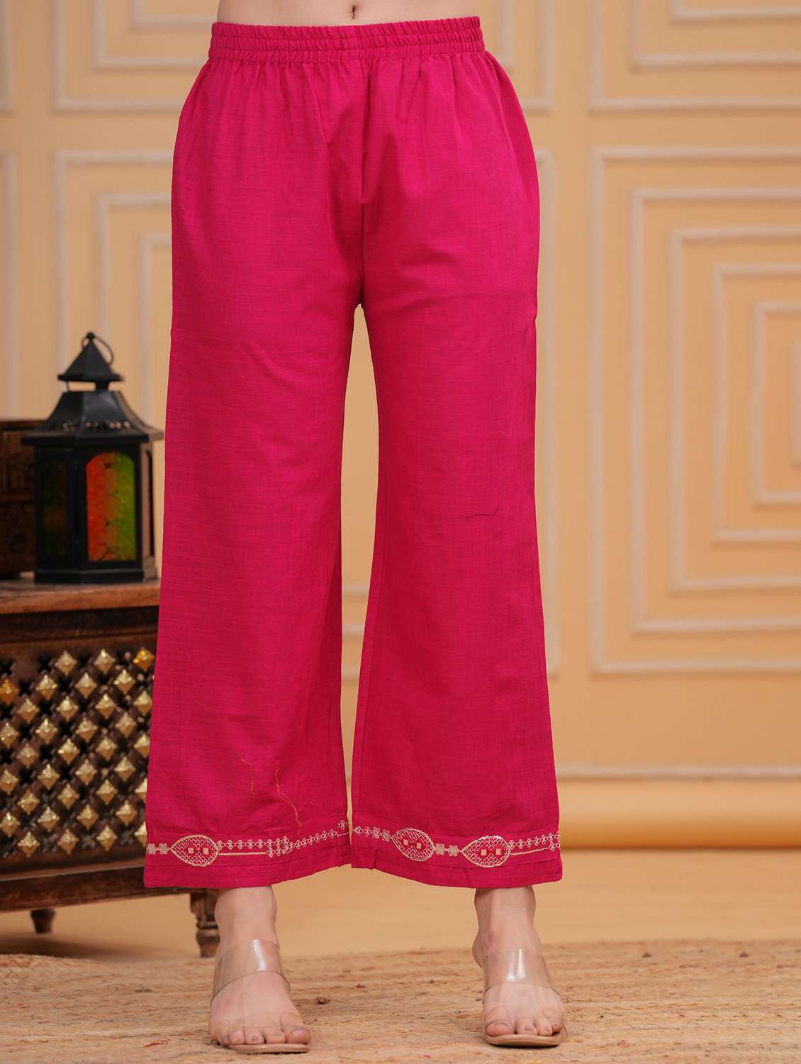 women solid with work three quarter sleeve kurta pant with dupatta set - 22295866 -  Standard Image - 5